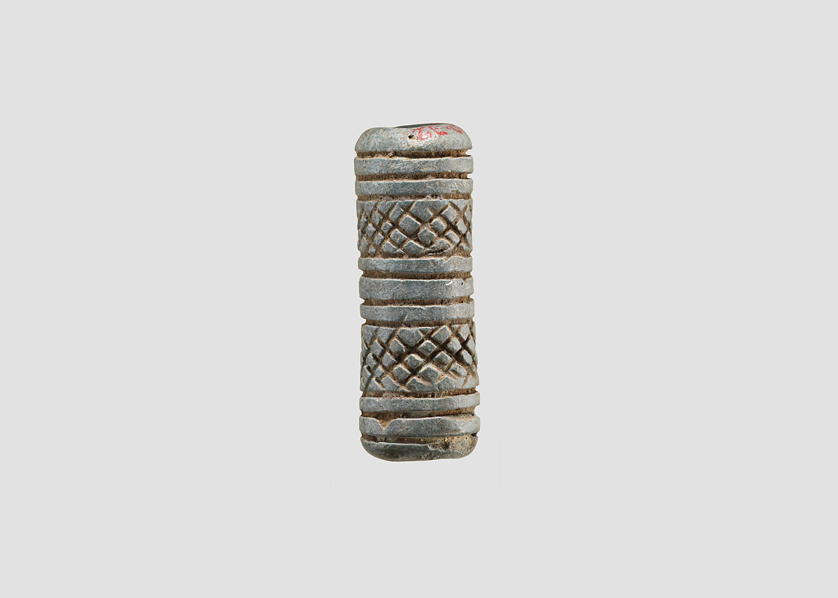 Cylinder seal with geometric design, Egyptian Blue, Assyrian or Iranian