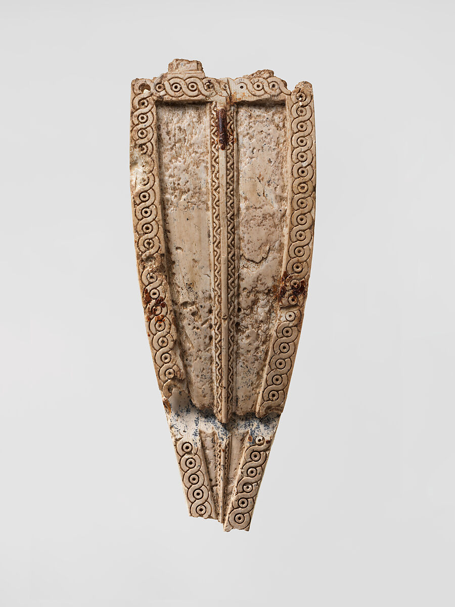 Horse frontlet with an incised guilloche design, Ivory, Assyrian 