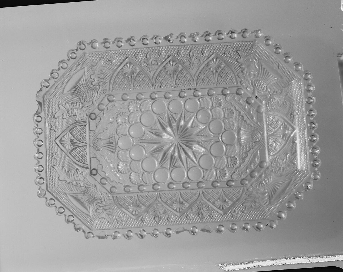 Dish, Lacy pressed glass, American 