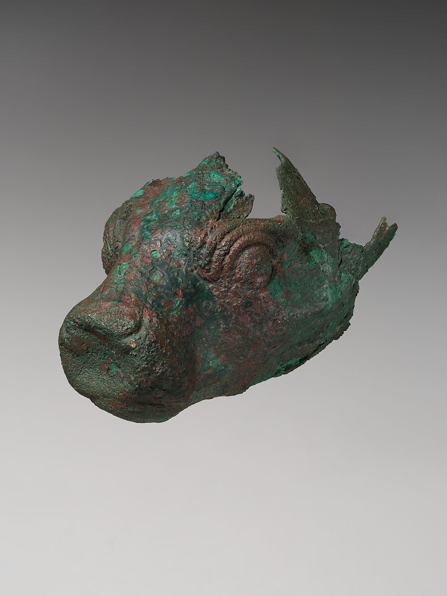 Bovine-headed vessel, Bronze, Iran 