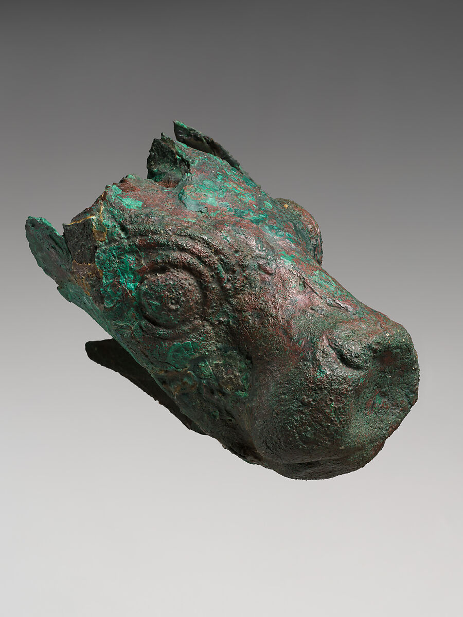 Bovine-headed vessel, Bronze, Iran