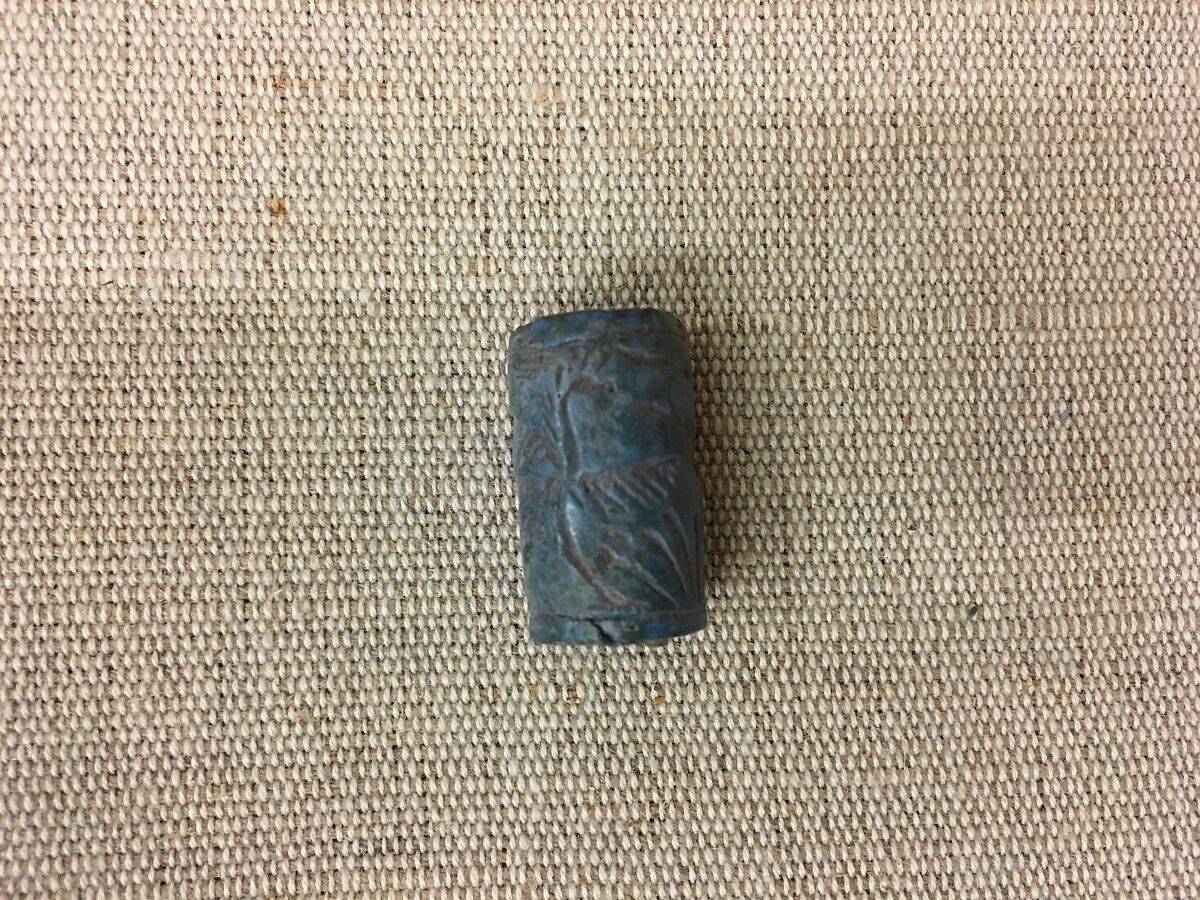 Cylinder seal with animals, Egyptian Blue, Assyrian