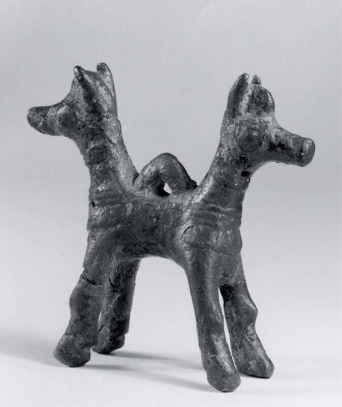Pendant in the form of two addorsed horses, Bronze, Iran 