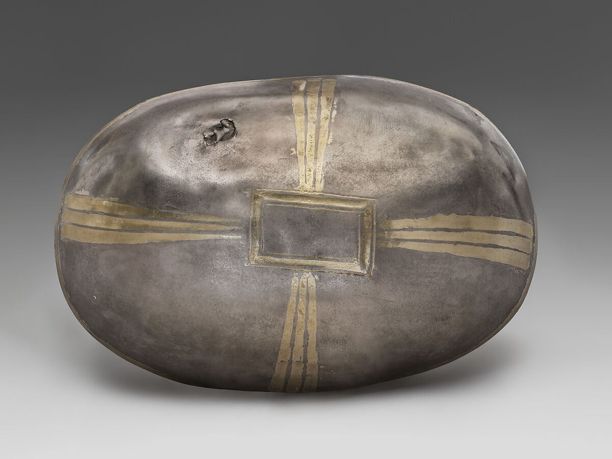 Elliptical bowl, Silver, mercury gilding, Sasanian