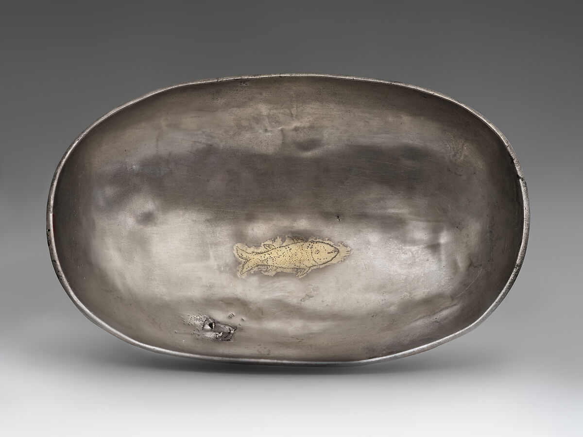 Elliptical bowl, Silver, mercury gilding, Sasanian