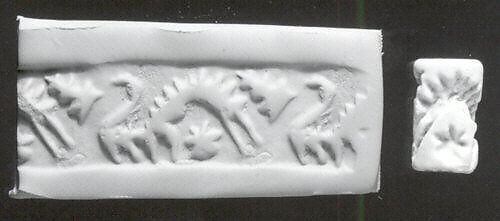 Cylinder seal with geometric design, Faience, Iranian 