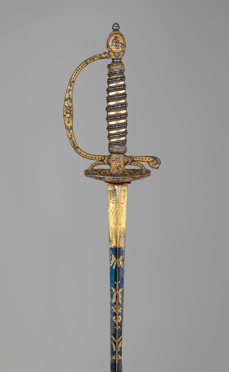 Smallsword with Scabbard, C. Liger  French, Steel, silver, gold, wood, textile, fishskin, French