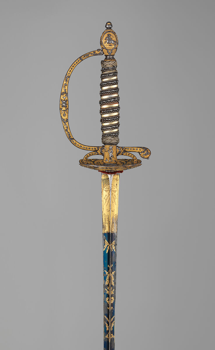 Smallsword with Scabbard, C. Liger (French, Paris, recorded 1770–93), Steel, silver, gold, wood, textile, fishskin, French 