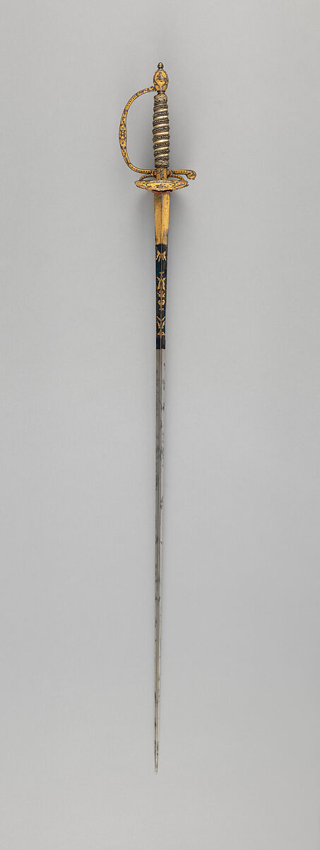 Smallsword with Scabbard, C. Liger (French, Paris, recorded 1770–93), Steel, silver, gold, wood, textile, fishskin, French
