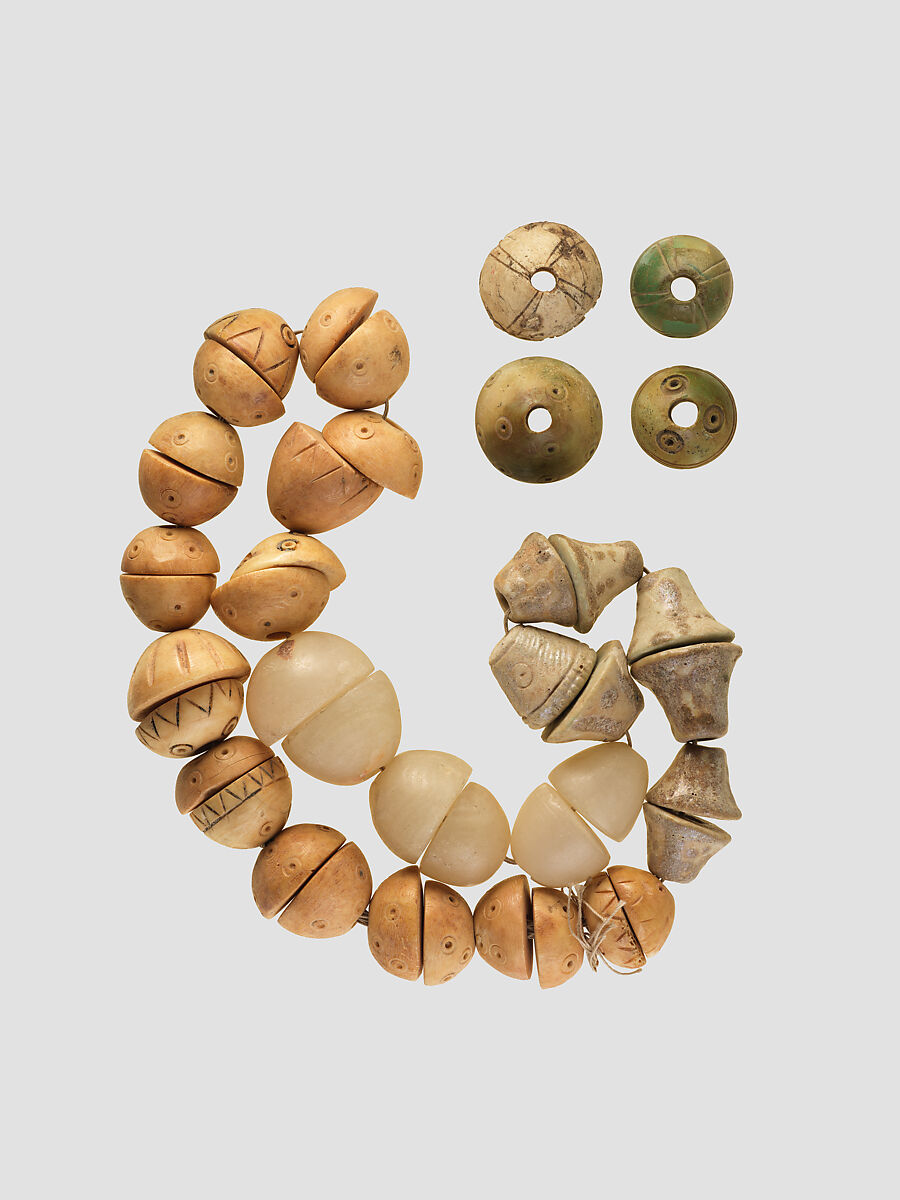 Beads, Stone, bone, clay, glaze, Iran 