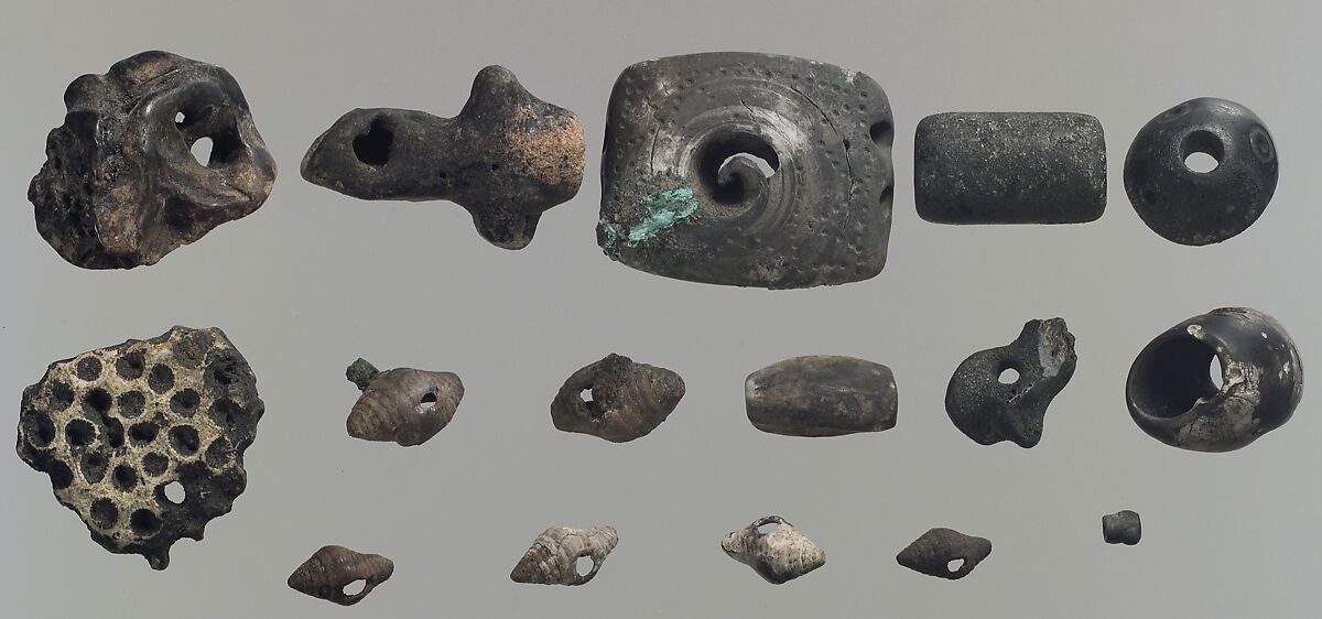 Beads, Stone, bone, shell, coral, Iran 