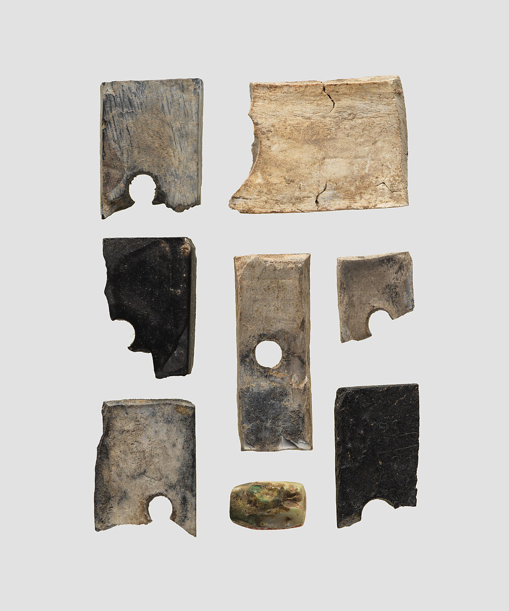 Pieces of inlay and bead, Bone, Iran