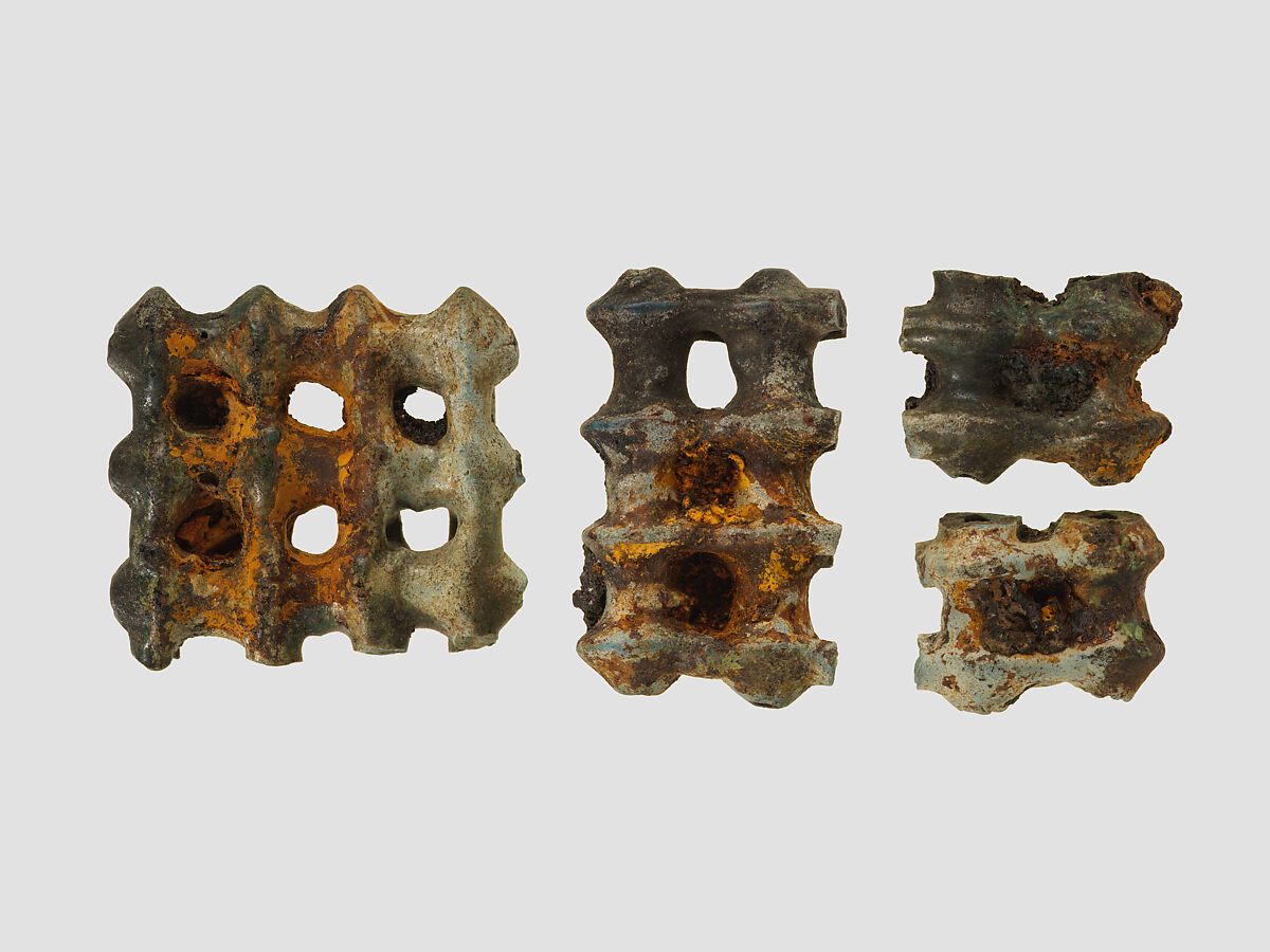 Bead spreaders, Glass, Egyptian Blue, glazed and/or burned, Iran