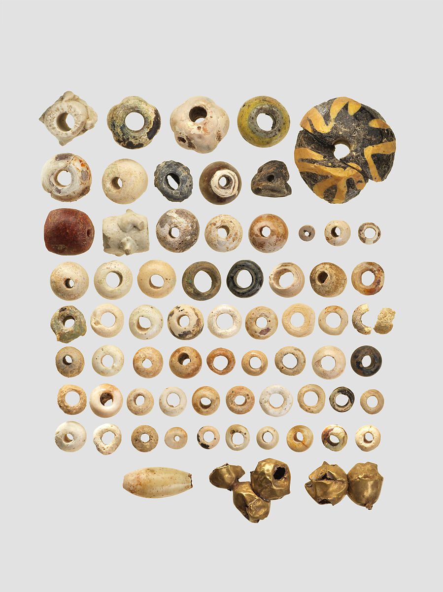 Beads, Glass, stone, gold, Iran 