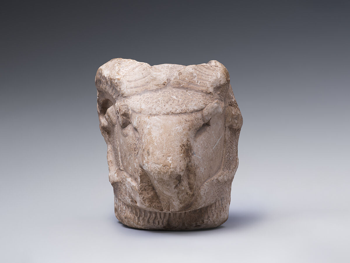 Head of a ram, Limestone (tura), Achaemenid