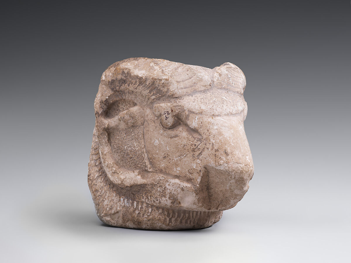 Head of a ram, Limestone (tura), Achaemenid 