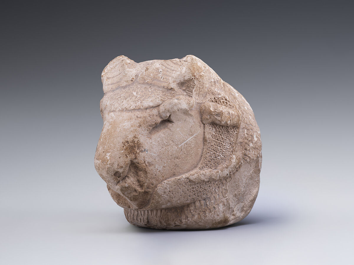 Head of a ram, Limestone (tura), Achaemenid