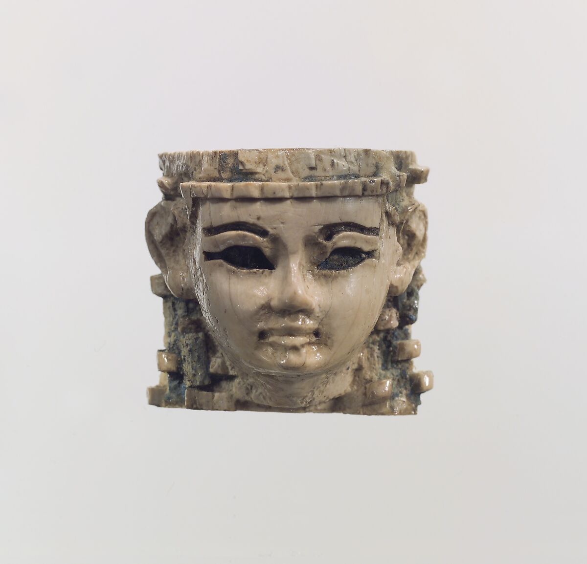 Head of a male or female figure, Ivory, Assyrian 