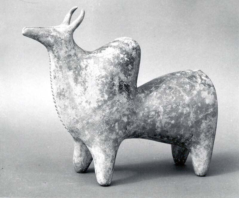 Spouted vessel in the shape of a zebu, Ceramic 
