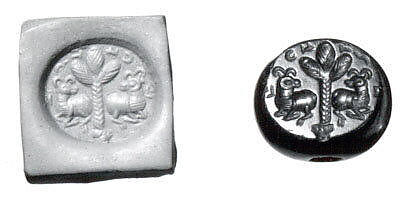 Stamp seal, Plasma (translucent quartz), Sasanian 