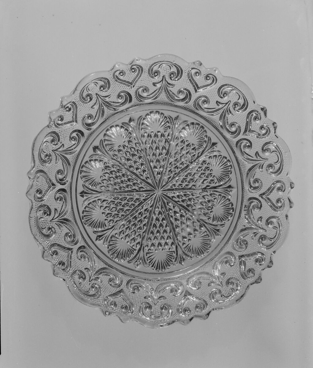 Dish, Lacy pressed glass, American or French 