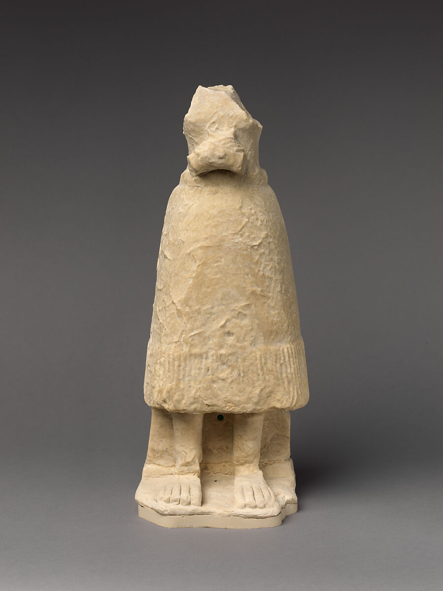 Fragments of male worshiper, Limestone, Sumerian 