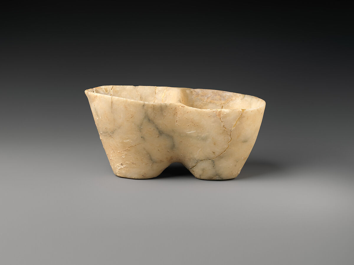 Double cup, Gypsum alabaster, Sumerian 