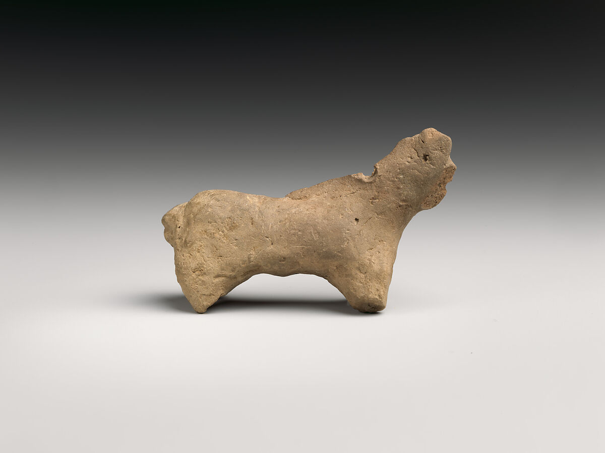 Standing animal amulet, Ceramic, Sumerian 
