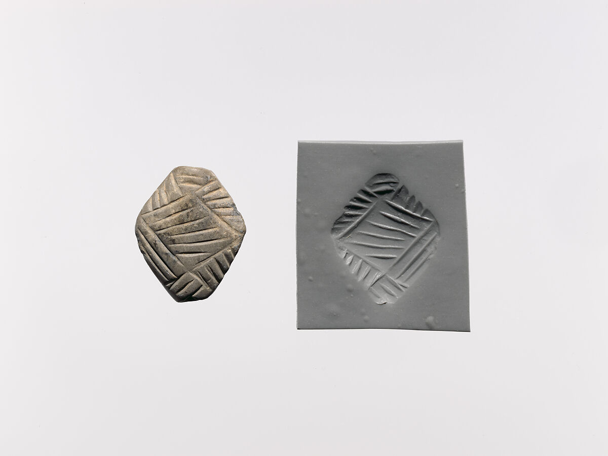 Carinated rhomboid seal, Stone, gray 