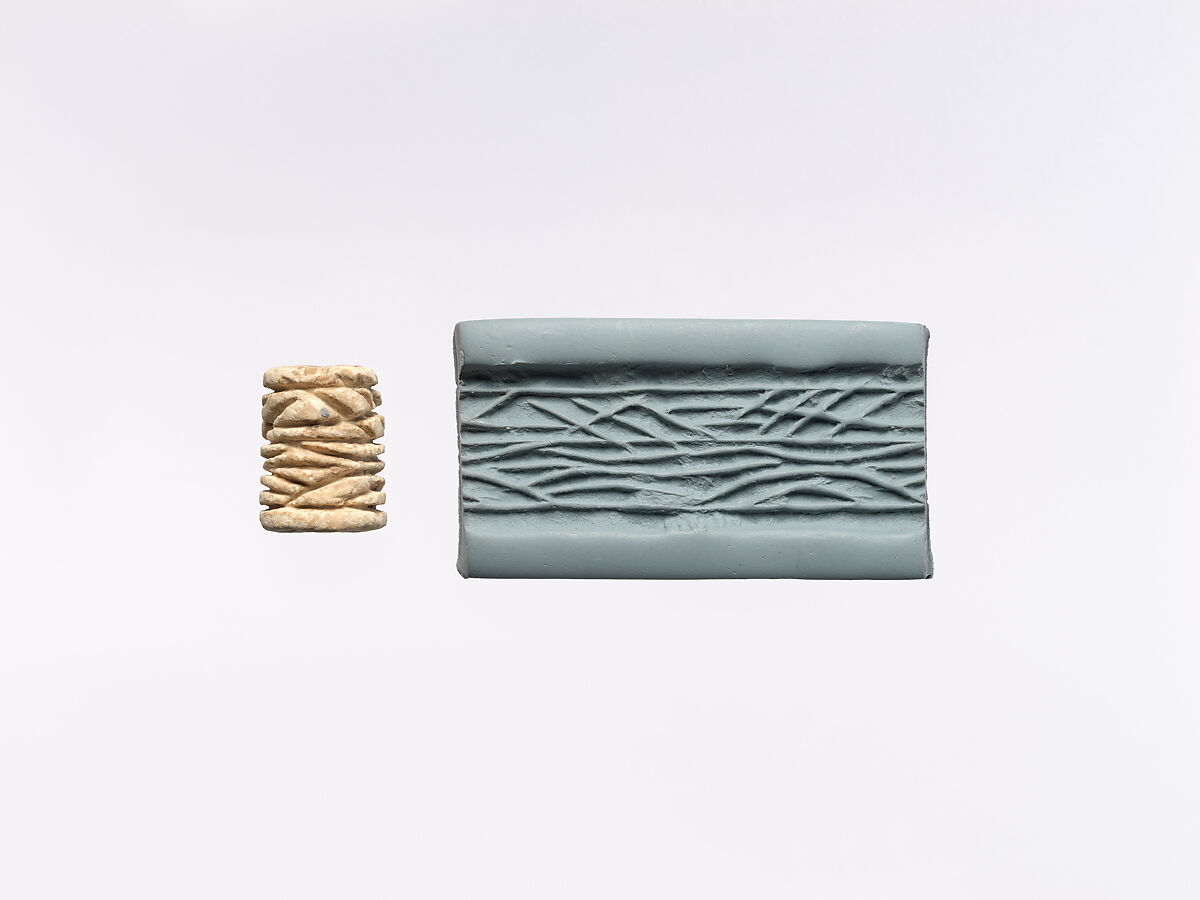 Cylinder seal and modern impression: oblique lines, Stone 
