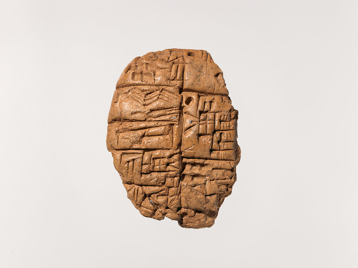 Cuneiform tablet: distribution of copper knives, Clay