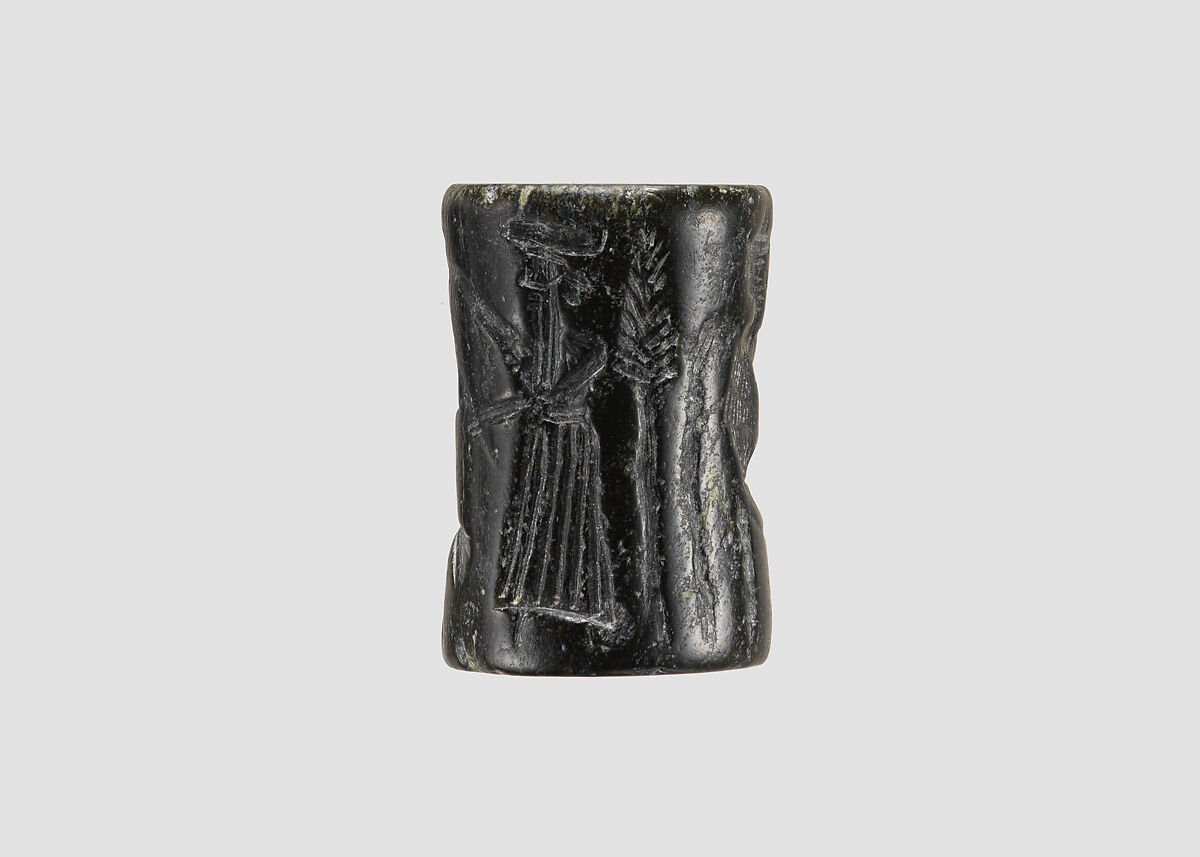Cylinder seal, Serpentine, black, Akkadian