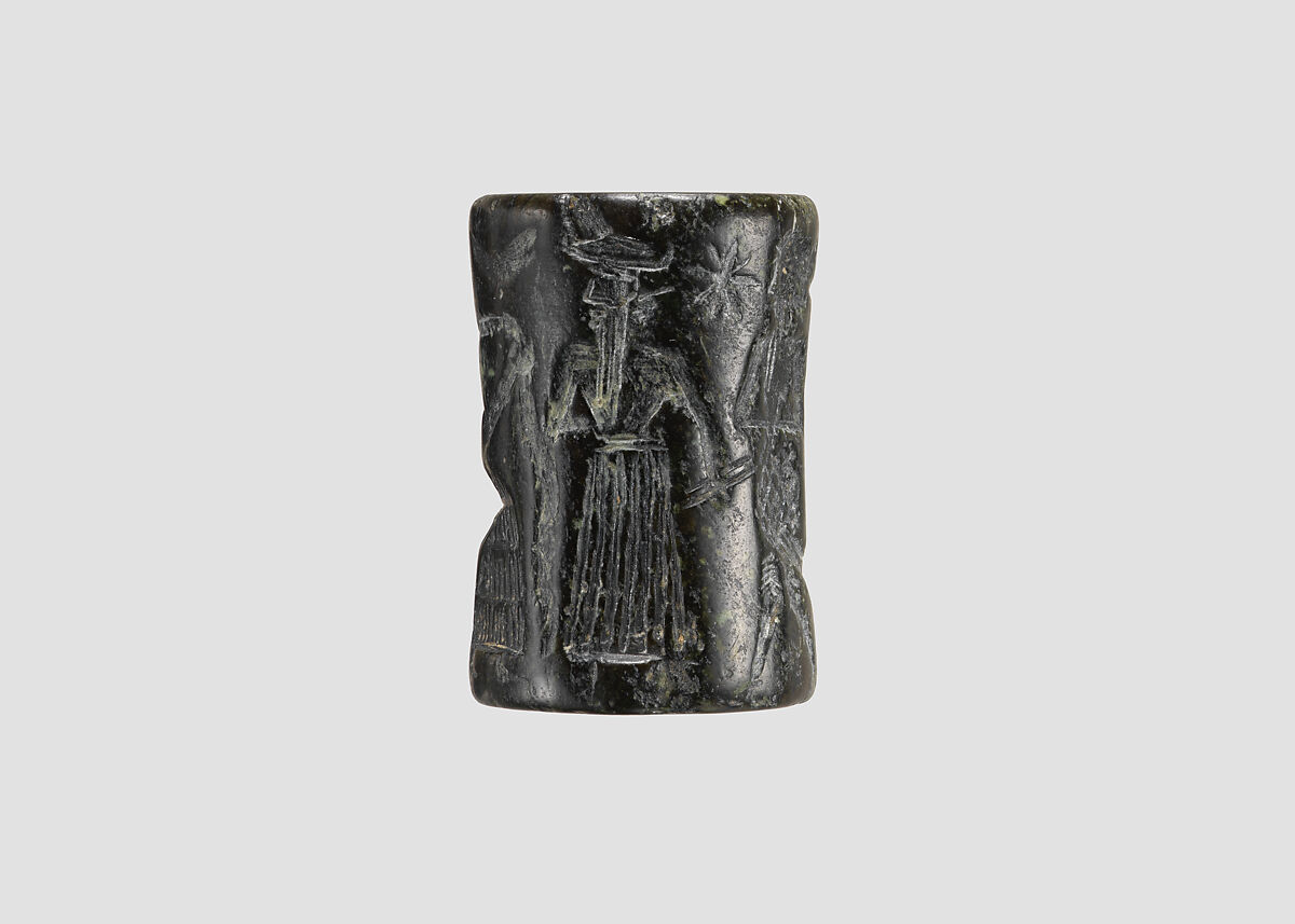 Cylinder seal, Serpentine, black, Akkadian