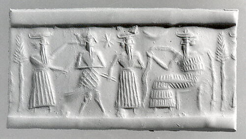 Cylinder seal, Serpentine, black, Akkadian 