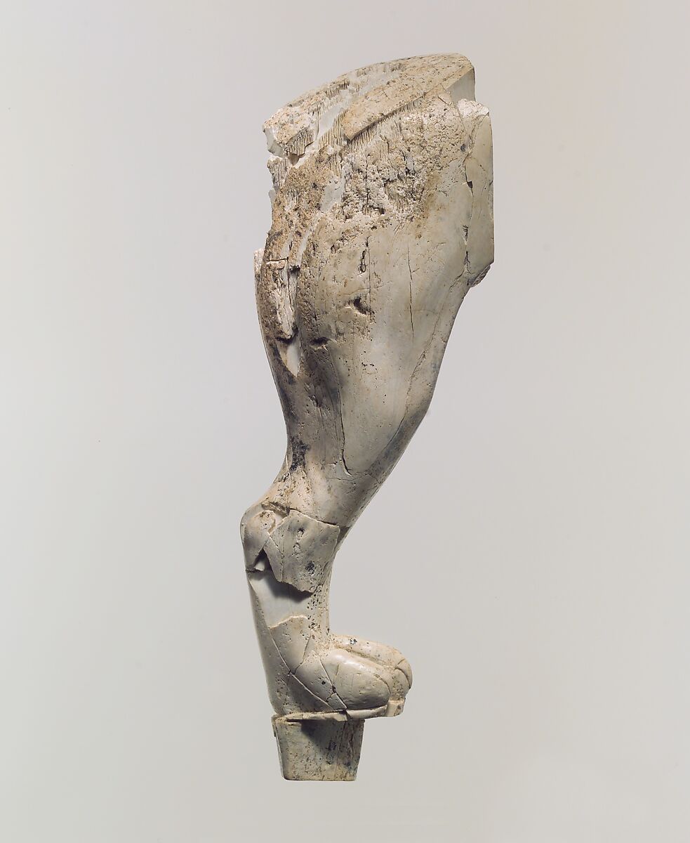 Furniture support carved in the round with a lion's hind leg, Ivory, Assyrian 