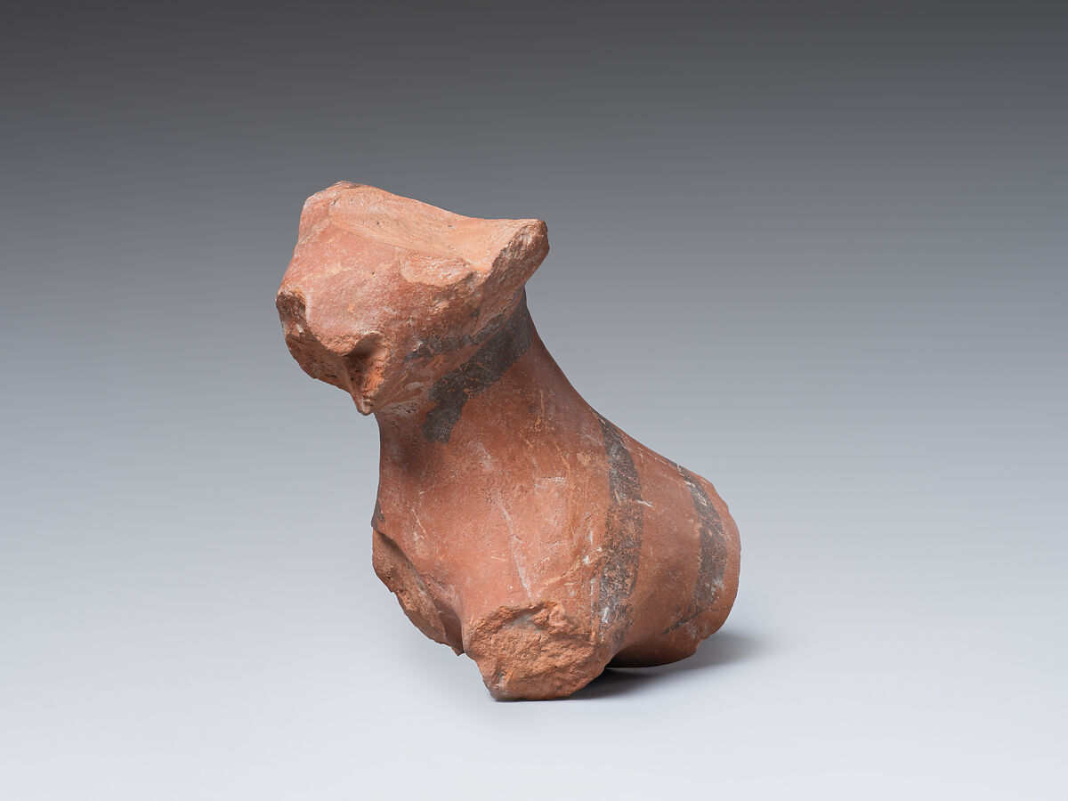 Tiger (?) figurine, Ceramic, paint, Iran