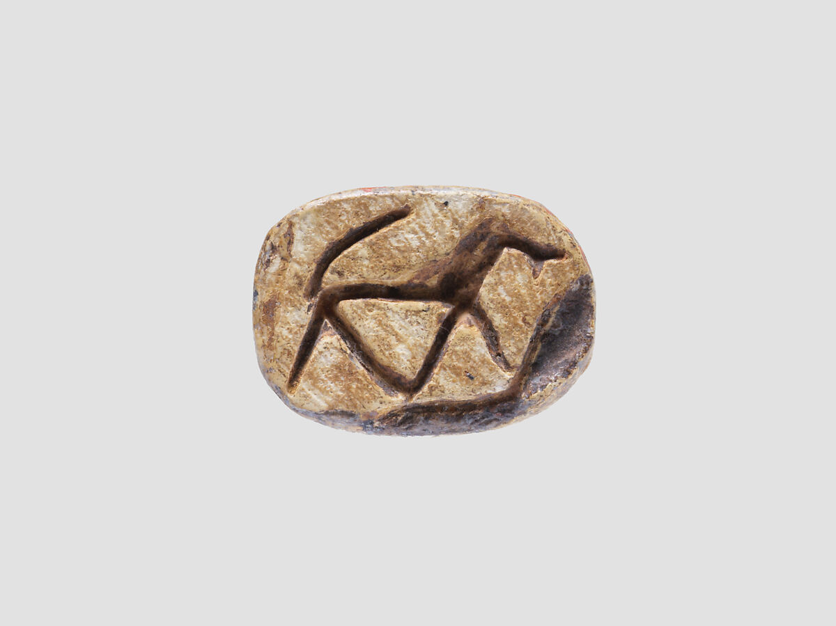 Stamp seal (scarab) with animal, Steatite, glaze, Syro-Anatolian-Levantine