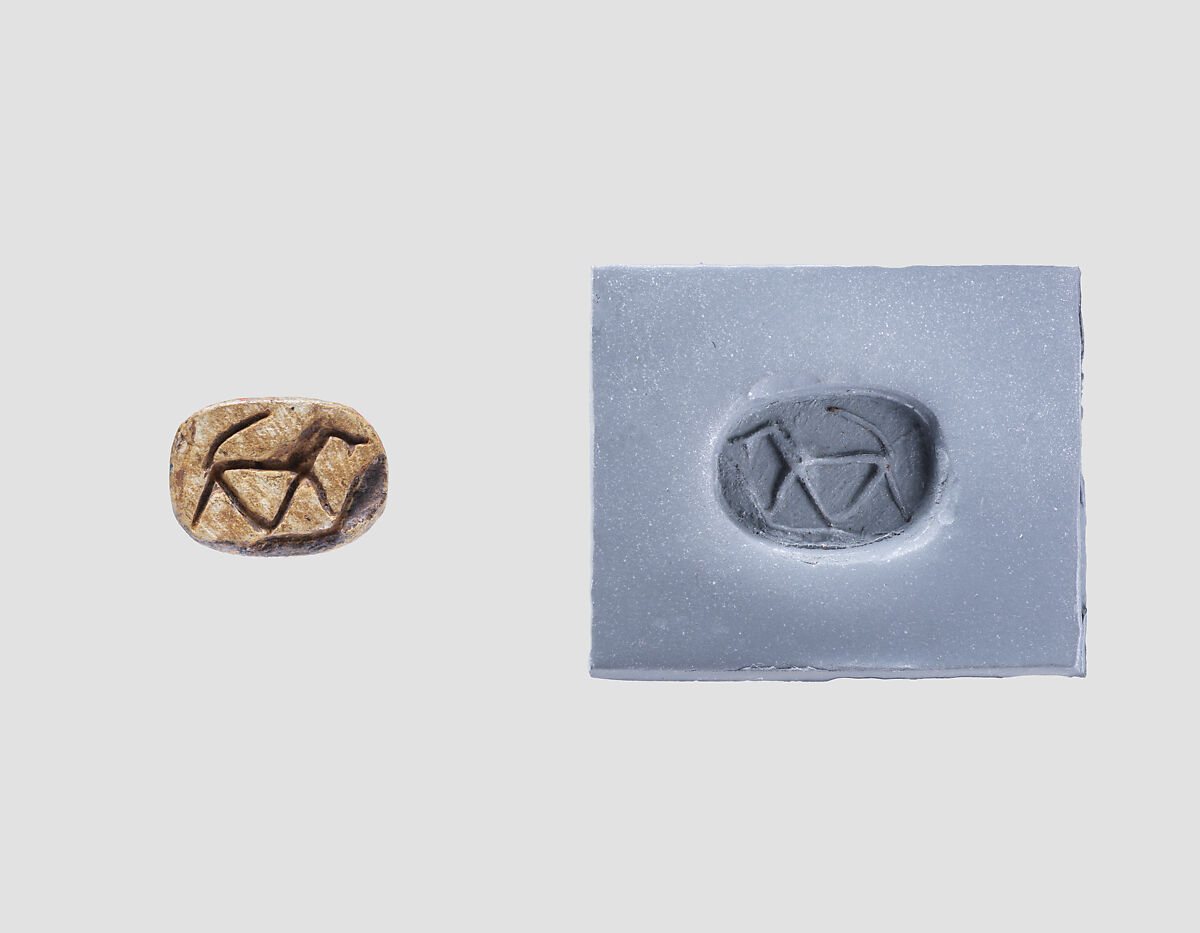 Stamp seal (scarab) with animal, Steatite, glaze, Syro-Anatolian-Levantine 