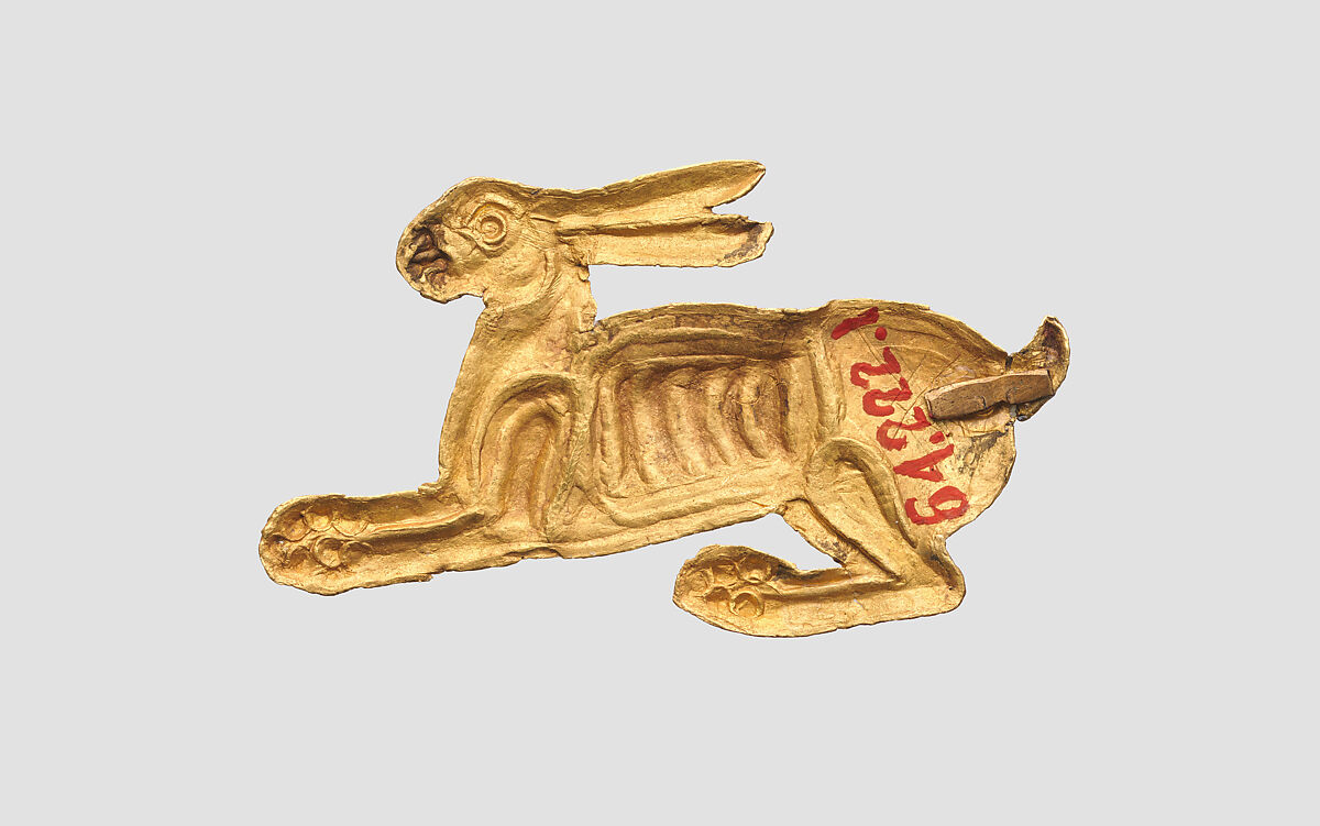Inlay for a plate in the form of a hare, Gold, Scythian