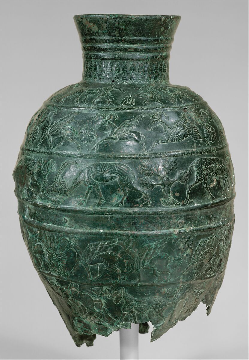 Vessel with six animal friezes, Bronze, Iran