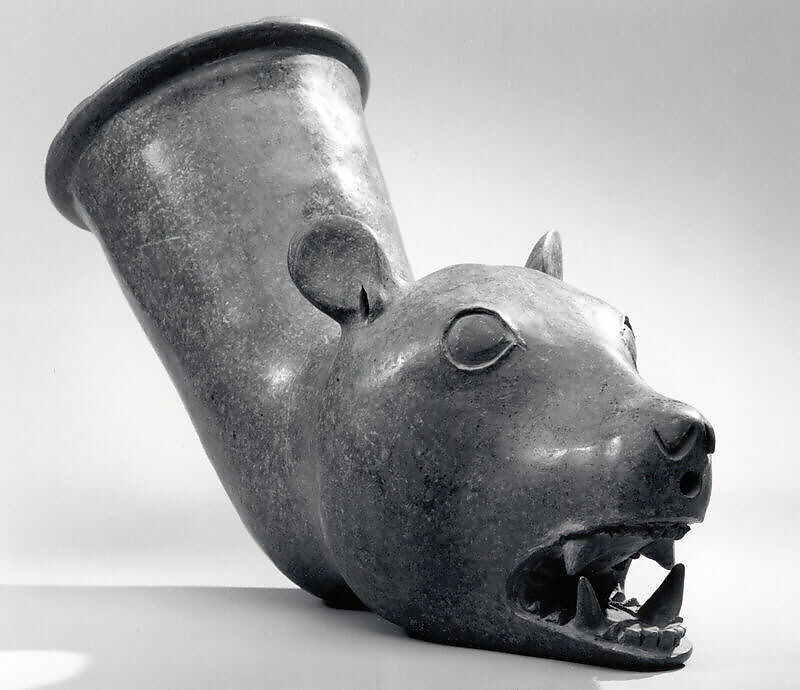 Animal-headed rhyton, Ceramic, Iran 