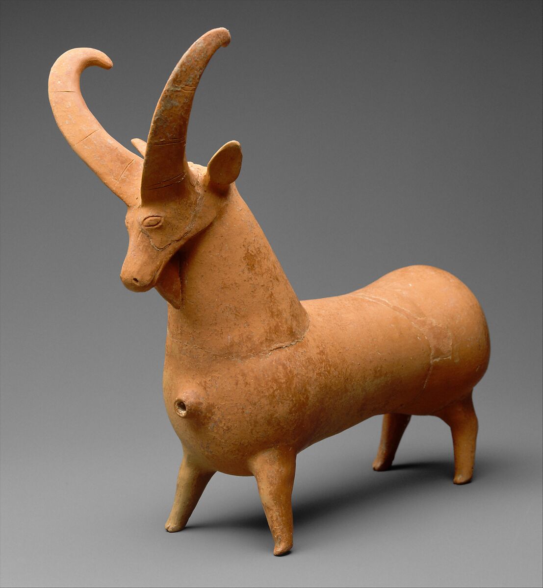 Rhyton in the shape of an ibex, Ceramic, Iran 