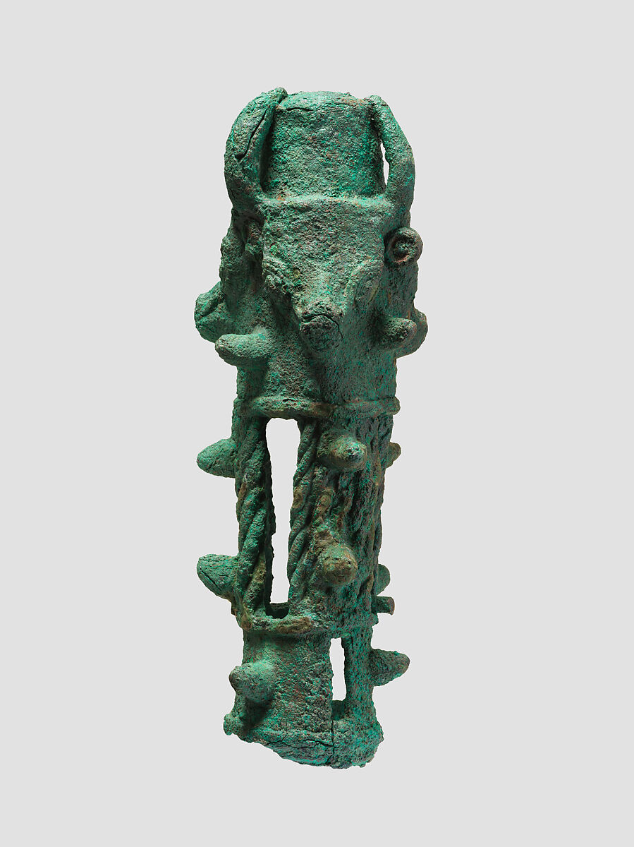 Mace heads in the form of triple bulls' heads, Bronze, Iran