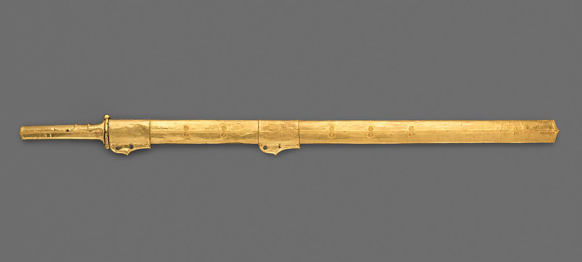 Sword and scabbard, Blade: iron; scabbard and hilt: gold over wood, garnets, glass-paste; guard: gilt-bronze, Sasanian