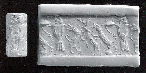 Cylinder seal, Stone, white beige, Achaemenid 