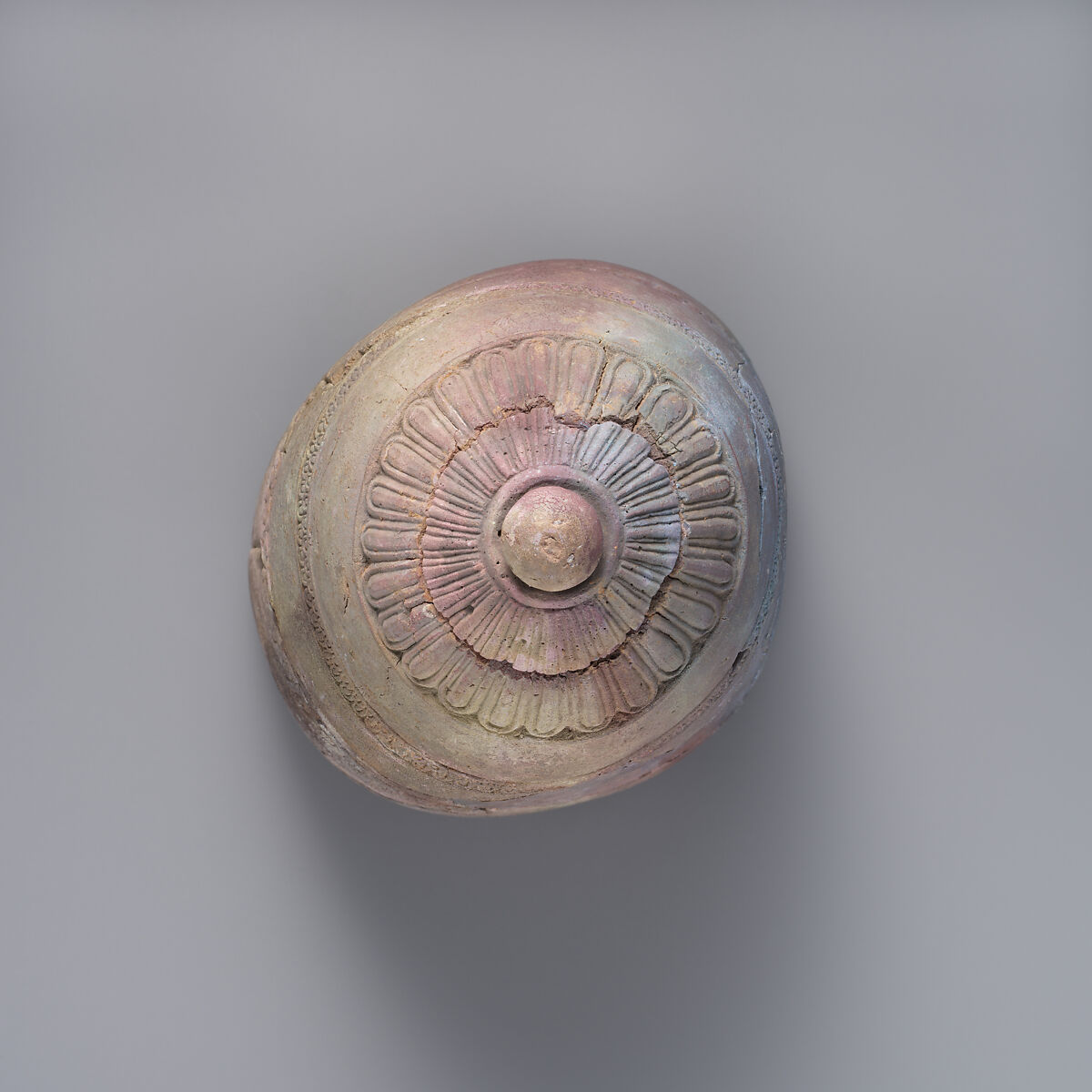 Beaker with tongue and guilloche patterns, Glass, Egyptian Blue, Iran