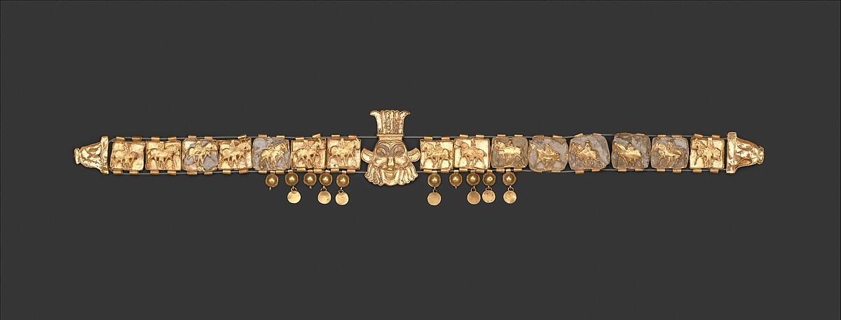 Necklace with the head of the Egyptian god Bes, Gold, Achaemenid 