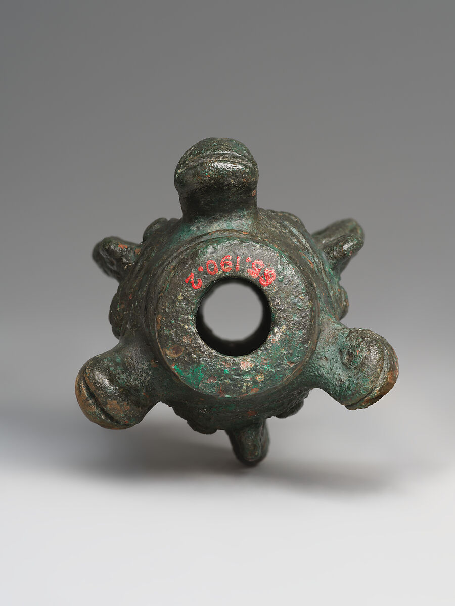 Mace head in the form of triple bulls' heads, Bronze, Iran