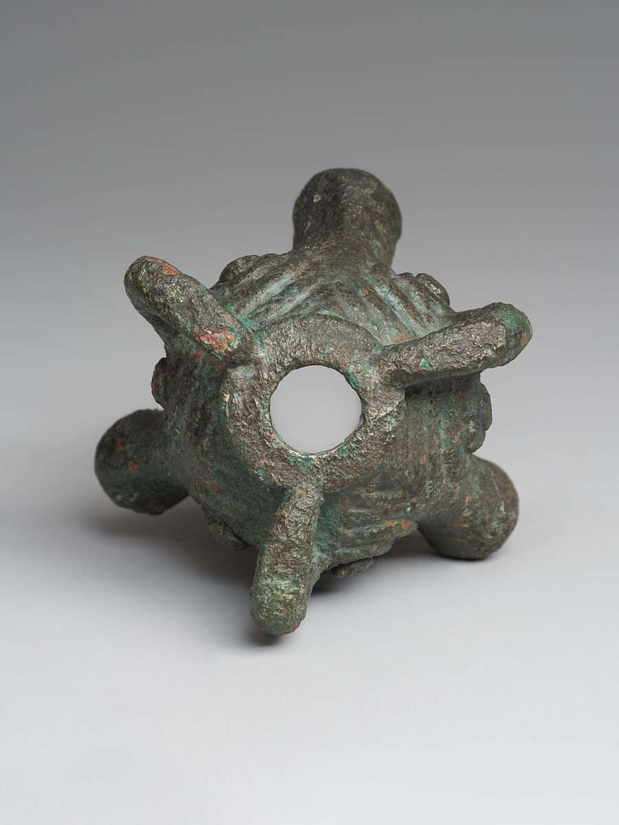 Mace head in the form of triple bulls' heads, Bronze, Iran