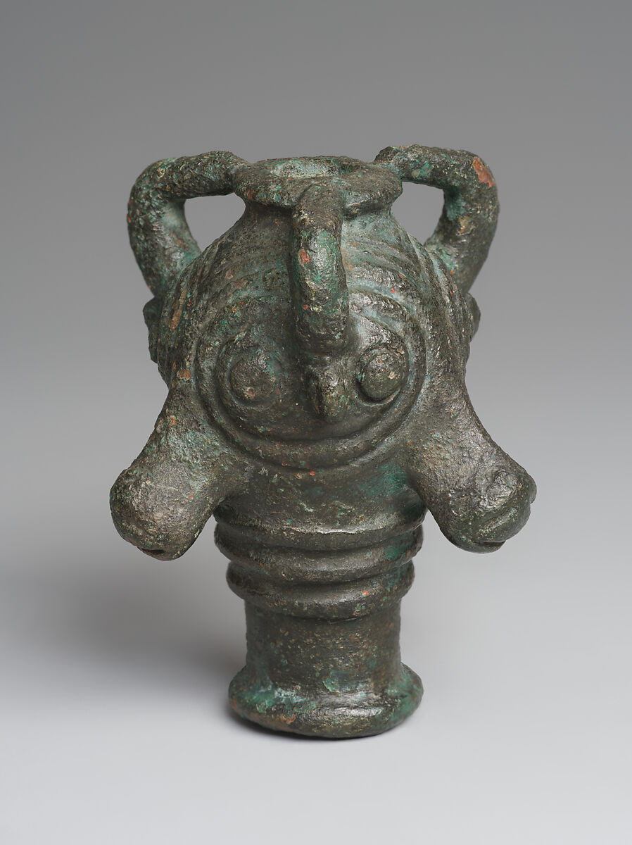 Mace head in the form of triple bulls' heads, Bronze, Iran